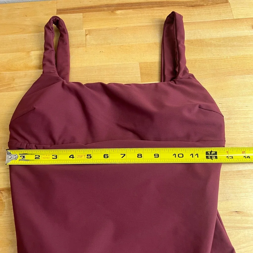 Bondi Born‎ Sculptuer One Piece Swimsuit Burgundy Wine Red Square Neck Medium